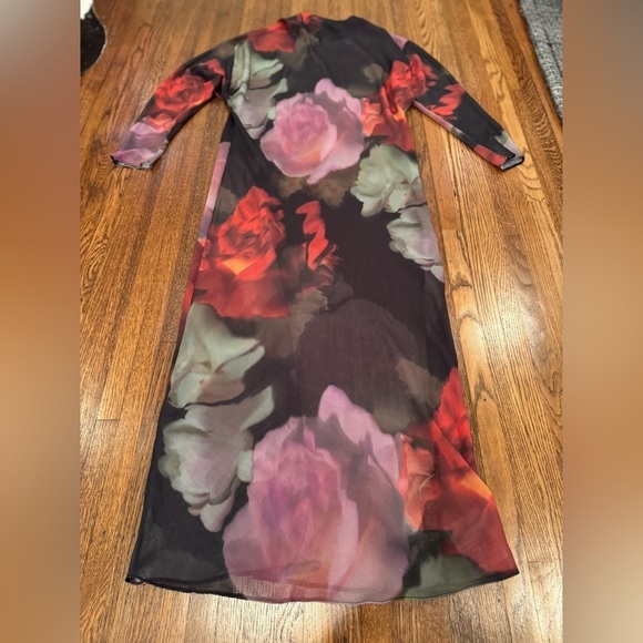 NWT ASOS DESIGN chiffon maxi dress blurred floral print with turtleneck size 8 - Picture 8 of 12